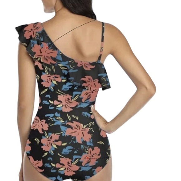 Summer Mae Womens Sz Large One Shoulder Ruffle Swimsuit Tummy Control One-Piece - Picture 2 of 13